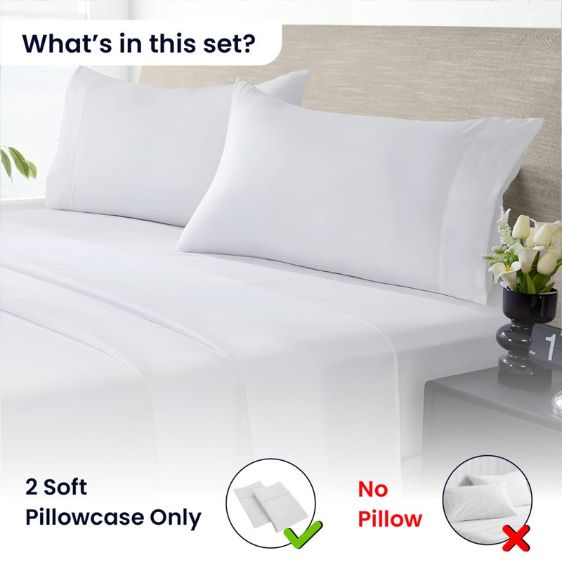 SGI Bedding 100% Egyptian Cotton Queen Set of 2 Pillowcases - 600 Thread Count, Open End Closure, Soft & Silky Sateen Weave, Breathable & Durable, Luxury Hotel Quality (20" x 30") - White - Image 2